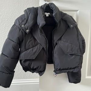 Top shop black puffer crop jacket